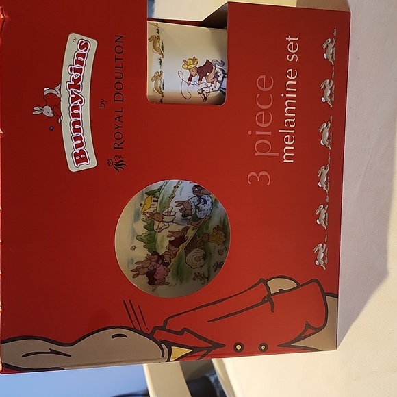ROYAL DOULTON Bunnyskins 3pc melamine set new in box children's dinner set - Picture 3 of 4